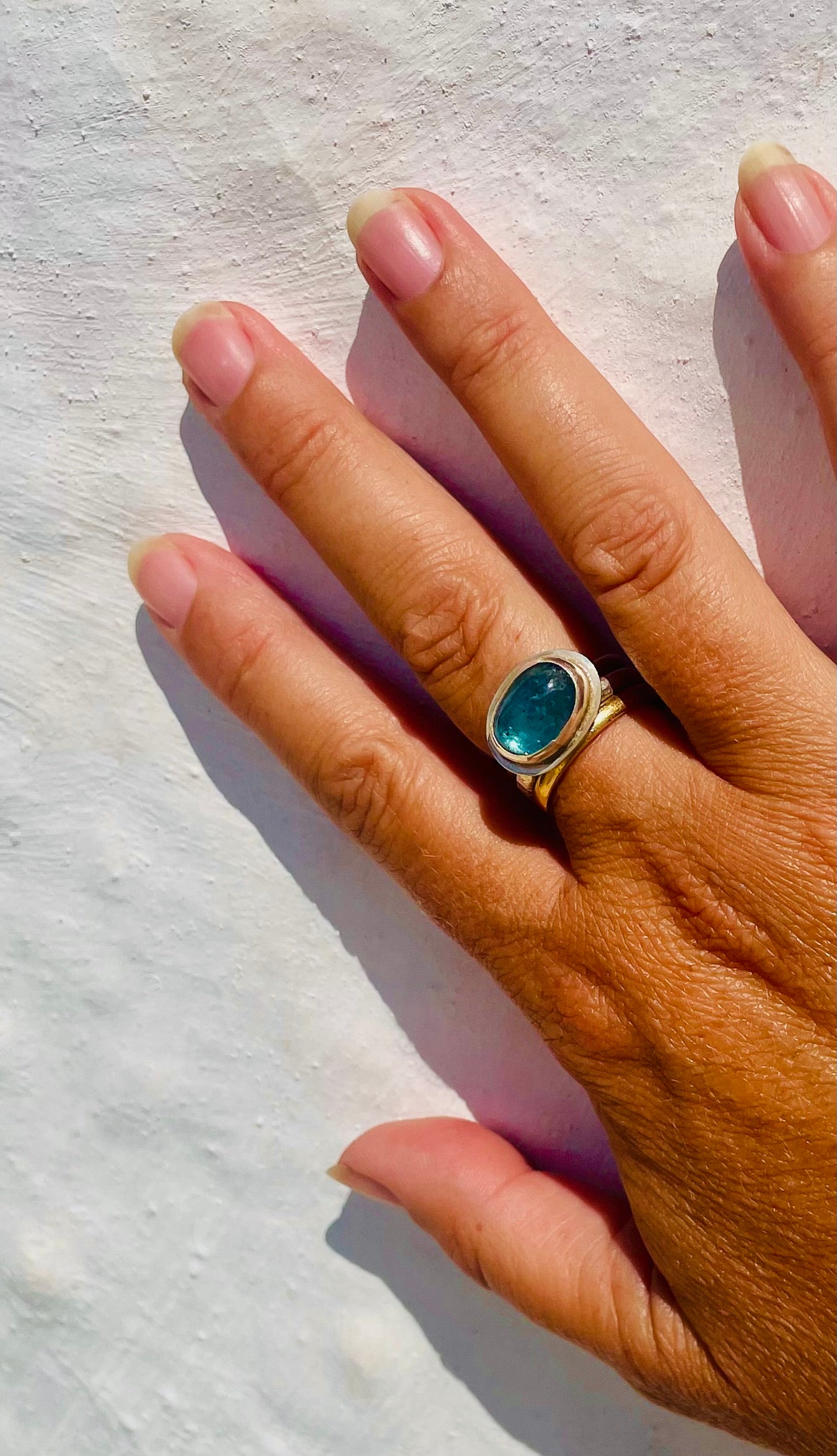 Teal Kyanite Silver Ring