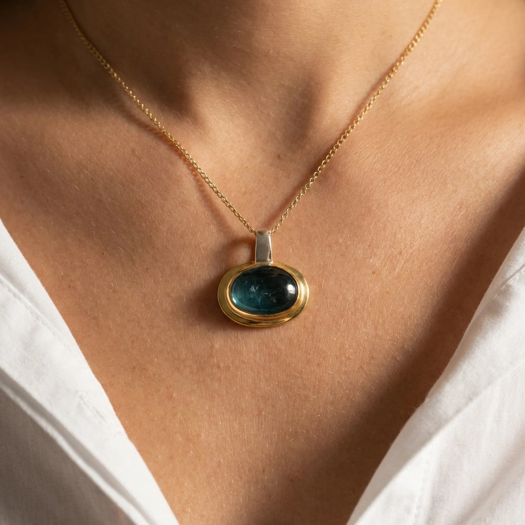 Oval Teal Kyanite Pendant