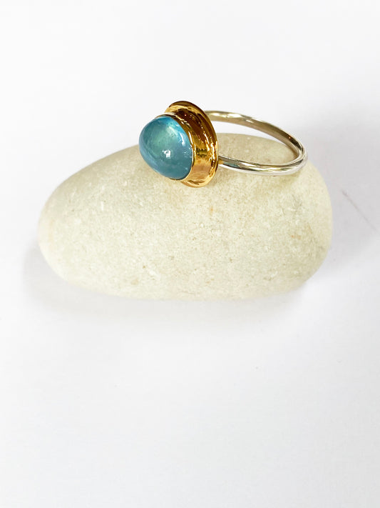 Blue Topaz Ring set in 22 carat gold vermeil and recycled silver