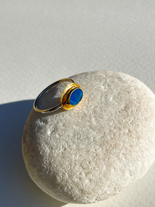 Opal Silver and 22 carat Gold Vermeil Ring