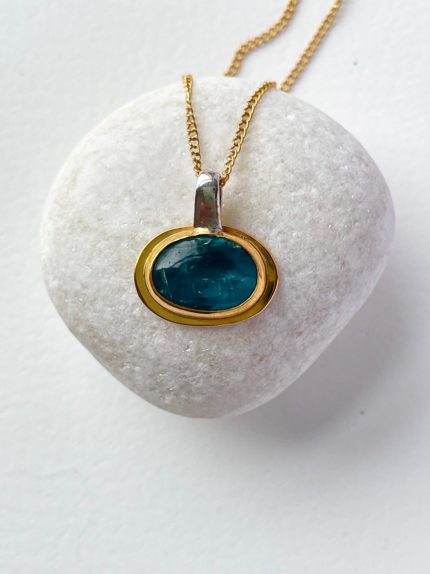 Oval Teal Kyanite Pendant