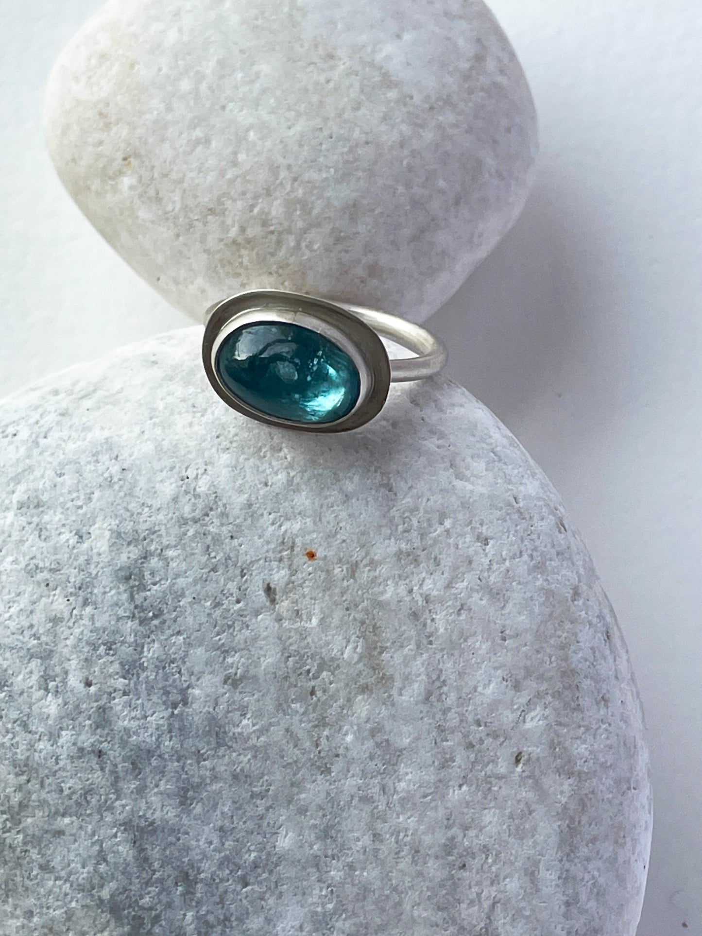 Teal Kyanite Silver Ring